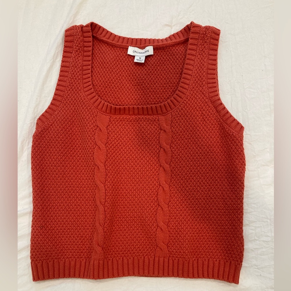 calligraphie crochet darkish orange tank top